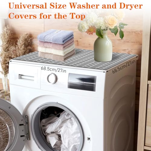 Afcabakila 2 PCS Washer and Dryer Covers for the Top, 27x27 Inch Non-Slip Top Protector Mat, Quick Drying Silicone Rubber Mat for Laundry Room Appliances