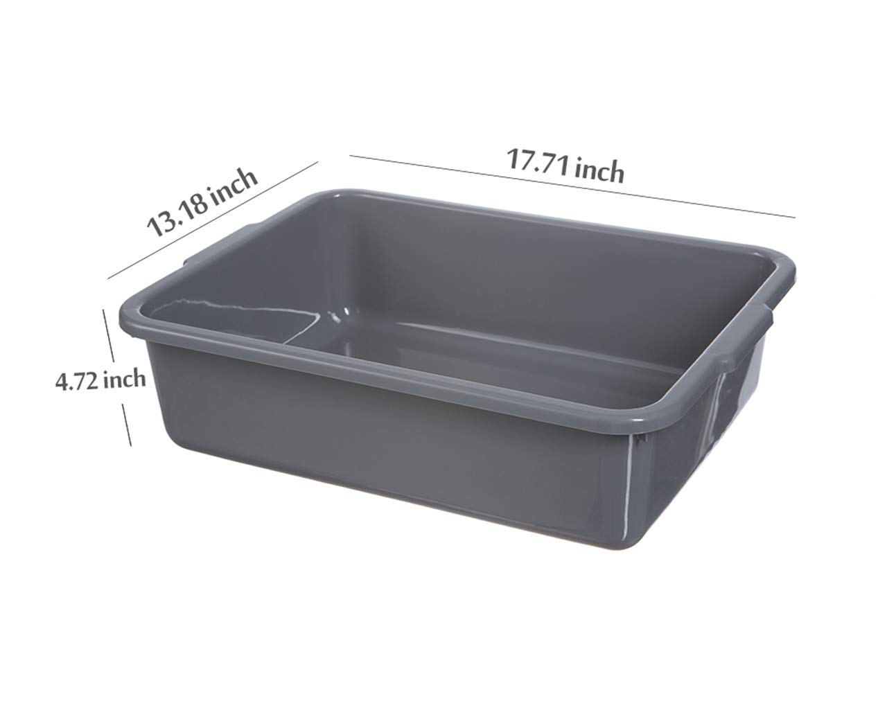 Grey 4-Pack Commercial Bus Tubs Box/Tote Box, Stackable Plastic Utility 13 Liter Storage Bin with Handles, Dish Wash Basin Tub Pans