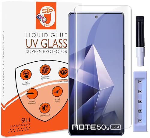 Image of Premium UV Tempered Glass Screen Protector Guard Compatible For Infinix Note 50s 5G+ (6.78 Inch, Pack of 1) Full Adhesive UV Curved Case Friendly HD Clarity with easy installation kit