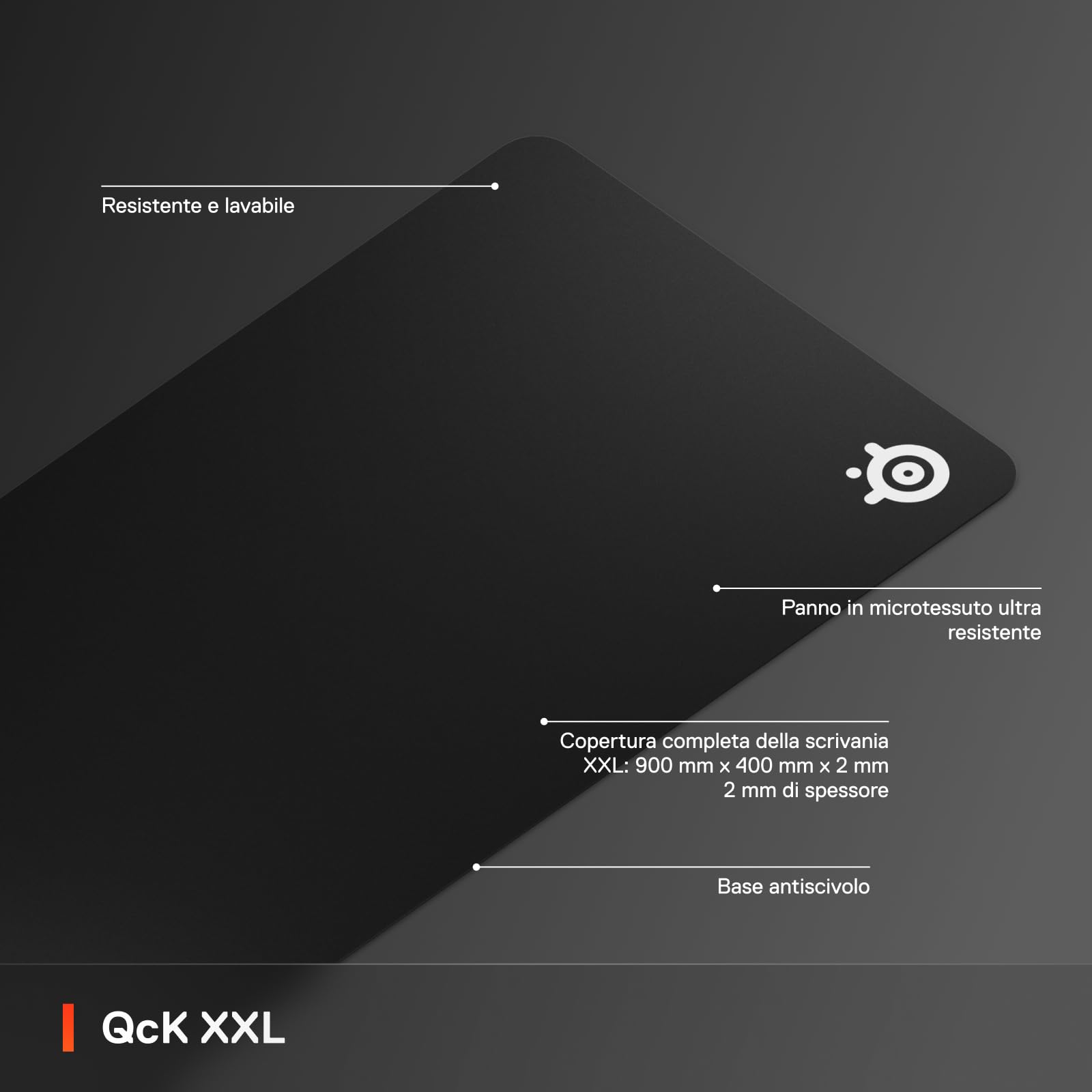SteelSeries QcK XXL - Tappetino per mouse da gaming - Panno XXL - Tracciamento e stabilità ai massimi livelli - Mousepad per sport - Non scivola mai - Copertura completa della scrivania