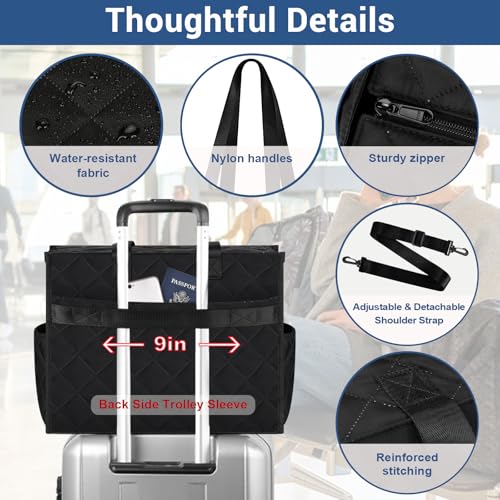Image of IBFUN Utility Tote Bag with 24 Pockets, Large Teacher Tote for Women with Laptop Compartment, Travel Tote Bag with Zip Top