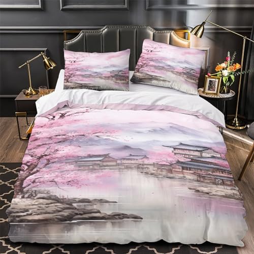 Housse de couette avec taies d'oreiller à fermeture éclair microfibre lit double - 4