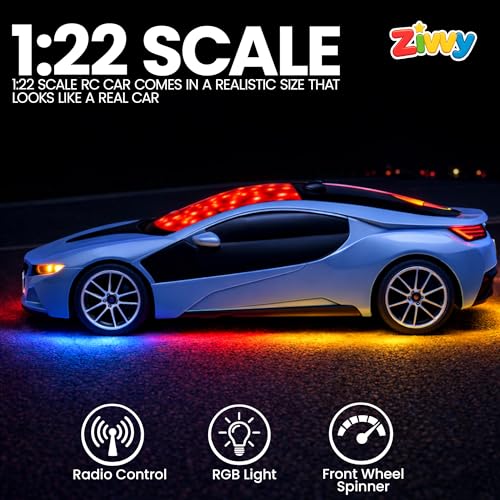 Image of Blue Rechargeable Remote Control Car Toy, RC Racing Vehicle for Children, High Speed, 3D LED Light Car, Kids Battery Car, RC for Boys & Girls, Toys for Kids, Birthday Gift for Boys and Girls