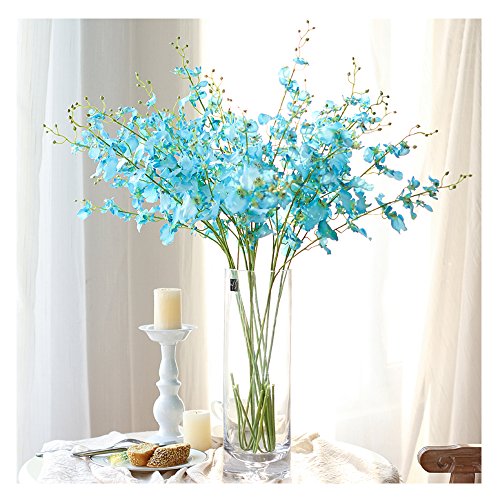 Li Hua Cat Artificial Flowers, Fake Flowers,Plastic Flowers,10 Pieces Of Orchid Dancing Lady Butterfly Orchid,Phalaenopsis Amabilis,Moth Orchid For Art,Shop,Store,Interior Decoration (Blue) #TOP2