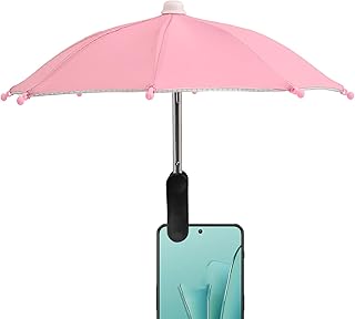 Mimoqk - Paraguas para teléfono móvil, clip extraíble antirrayos UV para teléfono con protección solar, protección antireflejo ajustable en ángulo para vídeo, camping y actividades al aire libre