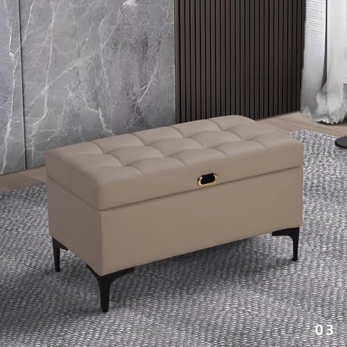 Banc de rangement ottoman bout de lit en cuir pour coffre à chaussures entrée