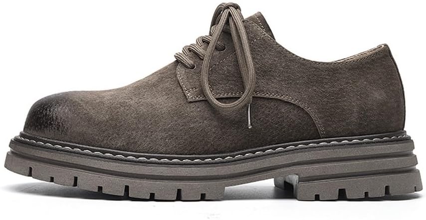 Sapatos Oxford masculinos vintage de sola grossa de corte baixo casual – sapatos de trabalho de couro estilo britânico com acabamento envelhecido