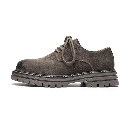 Sapatos Oxford masculinos vintage de sola grossa de corte baixo casual - sapatos de trabalho de couro estilo britânico com acabamento envelhecido, Marrom, 39