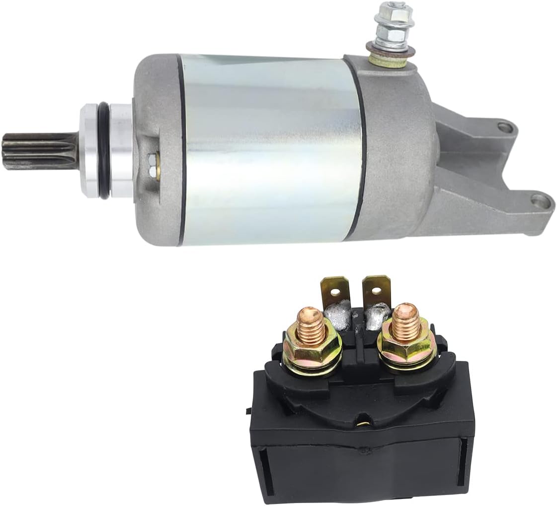 Starter Motor & Solenoid Relay fit for Kawasaki ATV Prairie 360 KVF360 2x4 4x4 2003-2008, Replace 18717, 18717N, 21163-1328, 211631328, SMU0278, 410-54082, 41054082, SM-14, 49-5177, 495177
