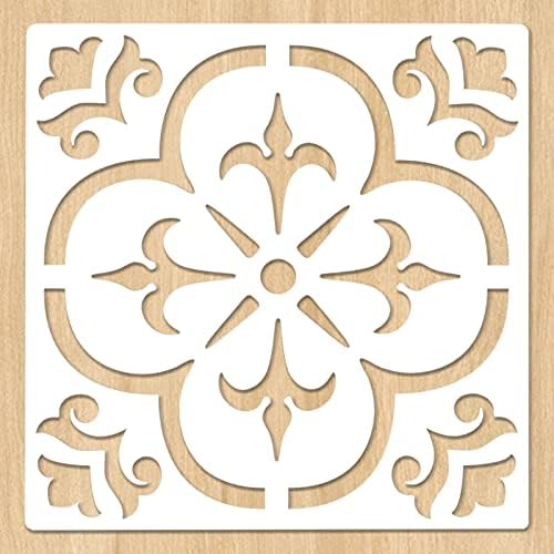 16 x 16 Inch Large Floor Stencils for Painting Floors, Walls, Tile, Wood, Patio, Reusable Tile Stencil, Boho Stencil, Wall Stencils for Painting Home Wall Decor Art - Mandala Design