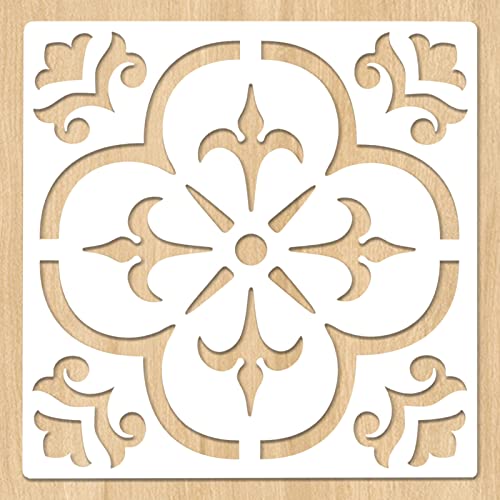 16 X 16 Inch Large Floor Stencils For Painting Floors, Walls, Tile, Wood, Patio, Reusable Tile Stencil, Boho Stencil, Wall Stencils For Painting Home Wall Decor Art - Mandala Design #TOP2
