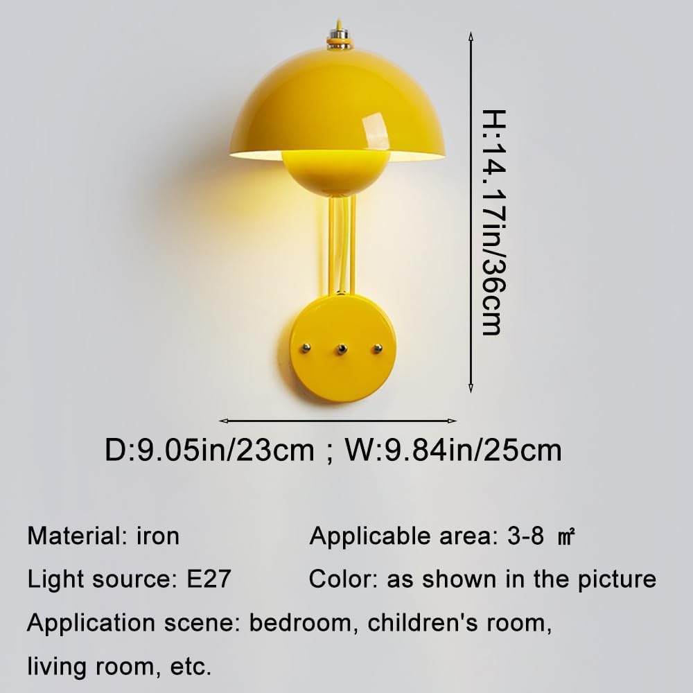 WJJHERRH Iron Wall Lights Girl's Room Ambiance Flower Buds Lamp with Push Button Fixture(Yellow)