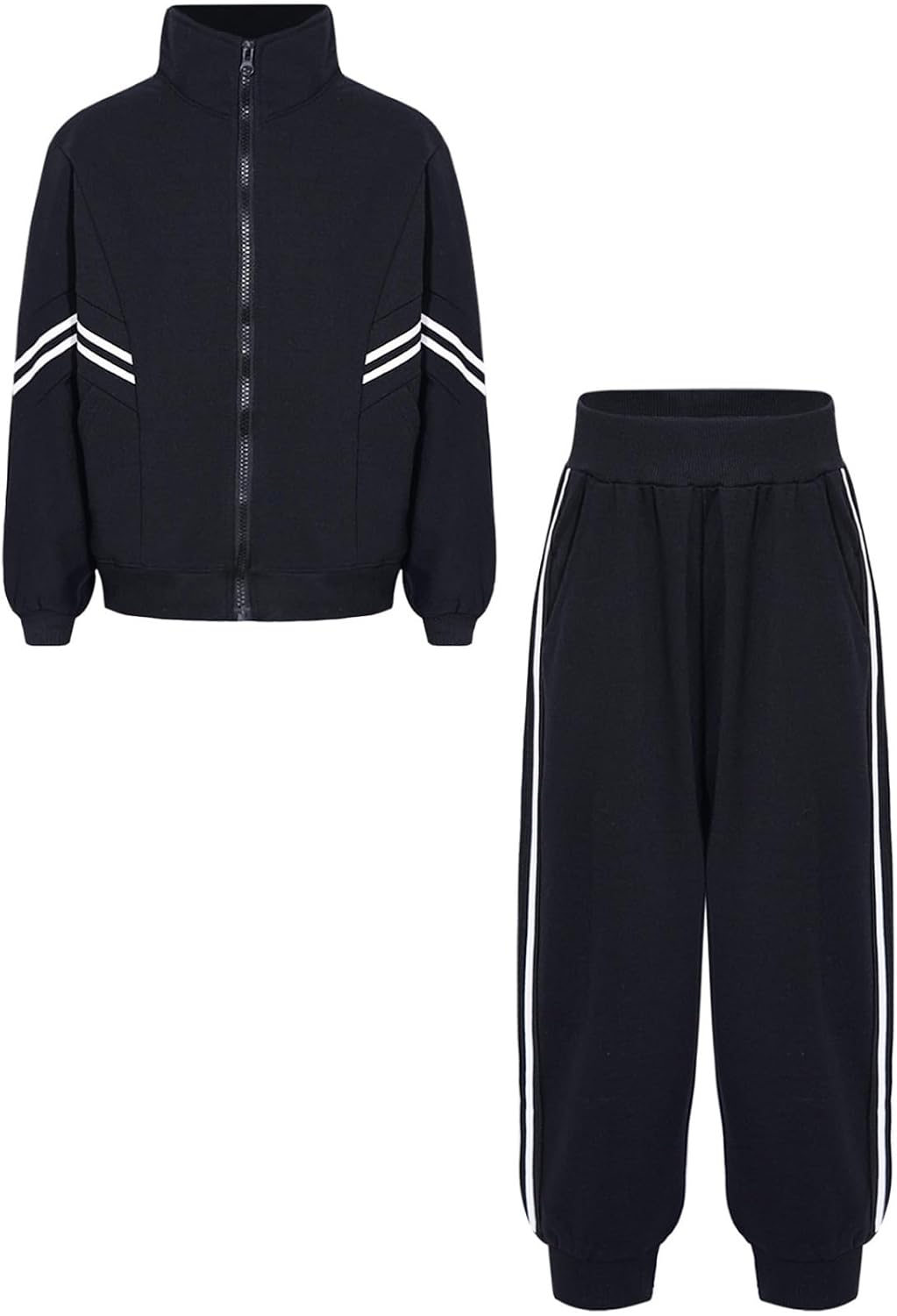 Linjinx Kids Boys Full Zip Jacket Shirt Sweatshirt and Athletic Jogger Pants Set Sweatsuit Tracksuit