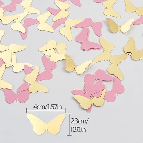 Miniatura 8 de Decoraciones de cumpleaños de mariposa de oro rosa, confeti de mesa de mariposa para boda, despedida de soltera, primavera, baby shower, decoración