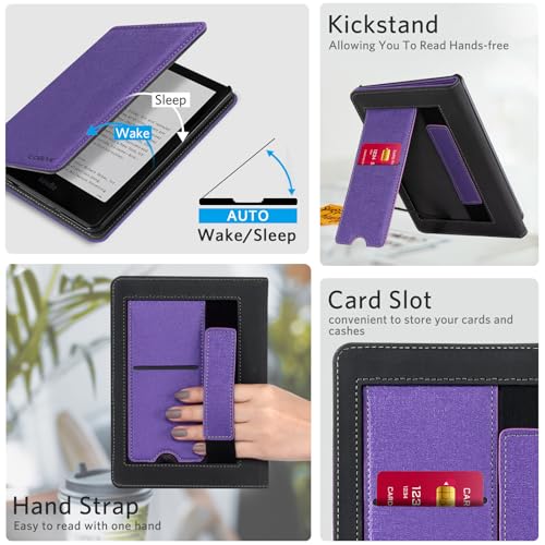 Image of CoBak Stand Case for 7 inch Kindle Paperwhite 12th Gen 2024 and Kindle Colorsoft with Hand Strap - Compatible with iPhone MagSafe, for Samsung /Belkin /Anker Wireless Charging Pads, Durable, Auto Sleep Wake