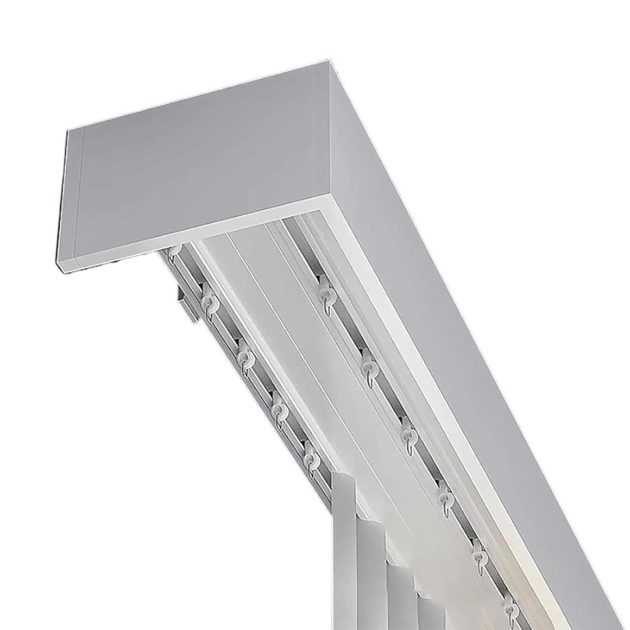 Curtain Track Double Tracks, 3-in-1 Wall/Ceiling Mount Curtain Pelmet Box With Double Track, White, 100-300cm(Wall Mount,150cm (4.9ft))