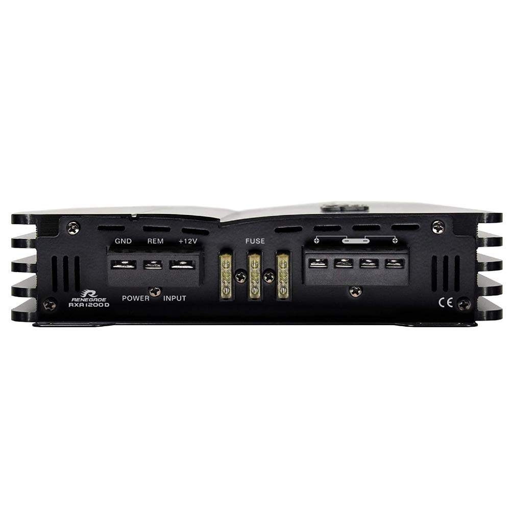 1 amplificador RENEGADE RXA1200D RXA 1200 D monoaural clase d 1 canal 600 vatios rms estable a 1 ohm 1200 vatios max bass boost spl coche, 1 pieza