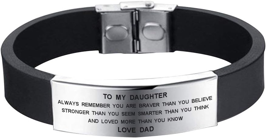 SOUSYOKYO to My Daughter Always Remember You are Braver Than You Believe Bracelet Love Dad Birthday Gift