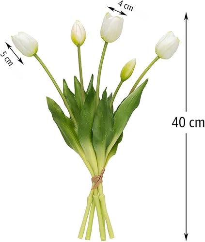 Miniatura 2 de 15 flores de tulipanes artificiales, ramo de látex de tacto real, tulipanes falsos para oficina, boda, fiesta, hogar, cocina, jardín