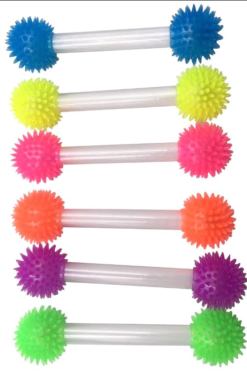 Flashing Light-Up Sensory Baton with Spiked Rubber Balls, 43 cm, Battery Powered, Assorted Colours - 1 SENT AT RANDOM