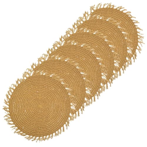 Toilinux.com - Juego de 6 juegos de mesa redonda de yute FILI - Diam. 38 cm - Marrón