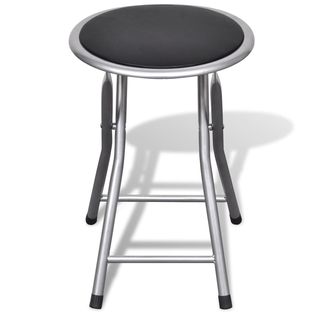 Klappbare Hocker 4 Stk mit Kunstlederbezug, Stahlrahmen, 30x44,5 cm, faltbar, platzsparend und leicht, robust und stapelbar für Küche, Garten, Camping, Büro und Gäste