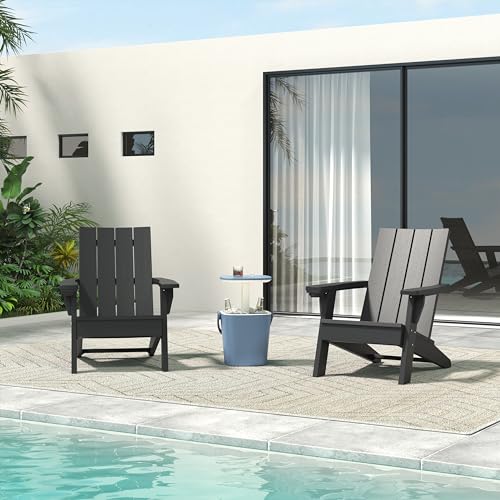 LHBGO Adirondack Chair with Cup Holder, Patio Chair with Wood Grain Texture,Weather-Resistant Outdoor Chair for Poolside, Patio, Backyard, Garden, Fire Pit Seating - Thumbnail 6