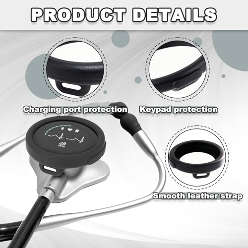 3er-Pack Silikon-Aufsatzabdeckungen für EKO Core 500 Digitales Stethoskop, Essentials Schutzset für Digitales Stethoskop gegen Kratzer & Beschädigungen, Passgenau für EKO Stethoskop Zubehör (Schwarz)