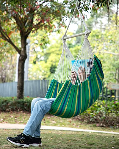 Advokair Hammock Chair Swing (500 Lbs Max) - Hanging Hammock Chair Rope Swing For Outdoor Patio, Bedroom, Porch, Deck - Indoor And Outdoor - Sturdy Steel Bar With Anti-Slip Safety Rings #TOP1