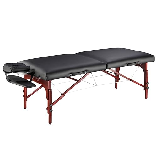 Master Massage Montclair Mesa de masaje blanca, mesa de belleza plegable de 31 pulgadas de ancho 84 pulgadas de largo, cuna y altura ajustable, con