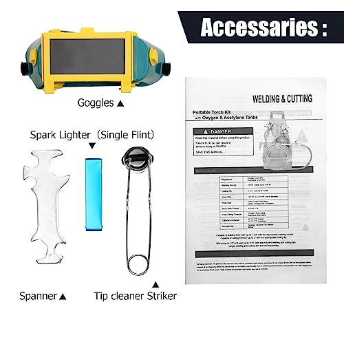 MIU-1516 Oxygen Acetylene Torch Kit W/Gas Tank (Metal ABS), Portable brazing torch kit with Gauge Oxygen Acetylene Welding Cutting Torch Kit