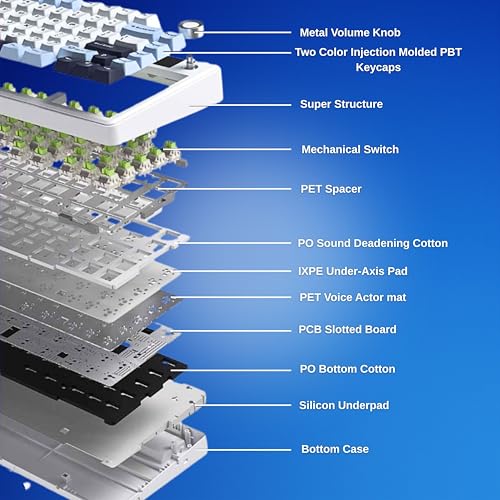 Image of AULA F75Max 75% TKL Wireless Mechanical Keyboard | Hot Swappable | Pre-lubed Linear Switches | RGB Backlit | 2.4GHz /Type-C /Bluetooth Gaming Keyboard (F75Max Ice Blue, Reaper Switch)