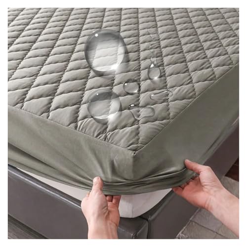 Protège-matelas imperméable 90x200x30 cm gris drap-housse en coton