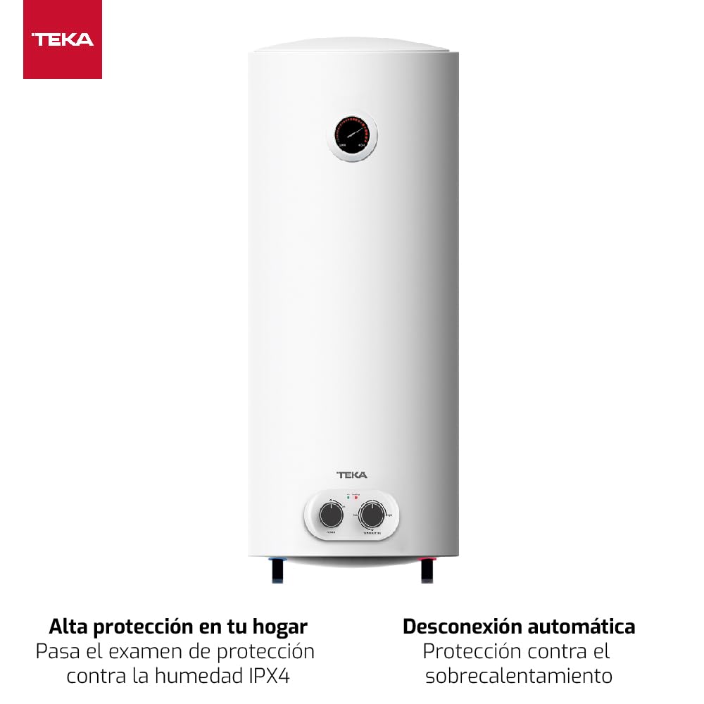 TEKA Termo Eléctrico 73 L, Instalación Vertical/Horizontal, Resistencia Envainada, Tanque Acero Esmaltado, Protección Sobrecalentamiento, EWH 80 DHH