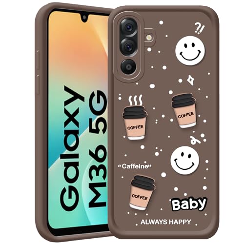 Image of amazon basics Back Case Cover Compatible for Samsung Galaxy M36 5G | Cute Fun Cartoon 3D Ball | Coffee Silicone Case | Camera Protection | Body Protection | Shock Proof | Color Brown