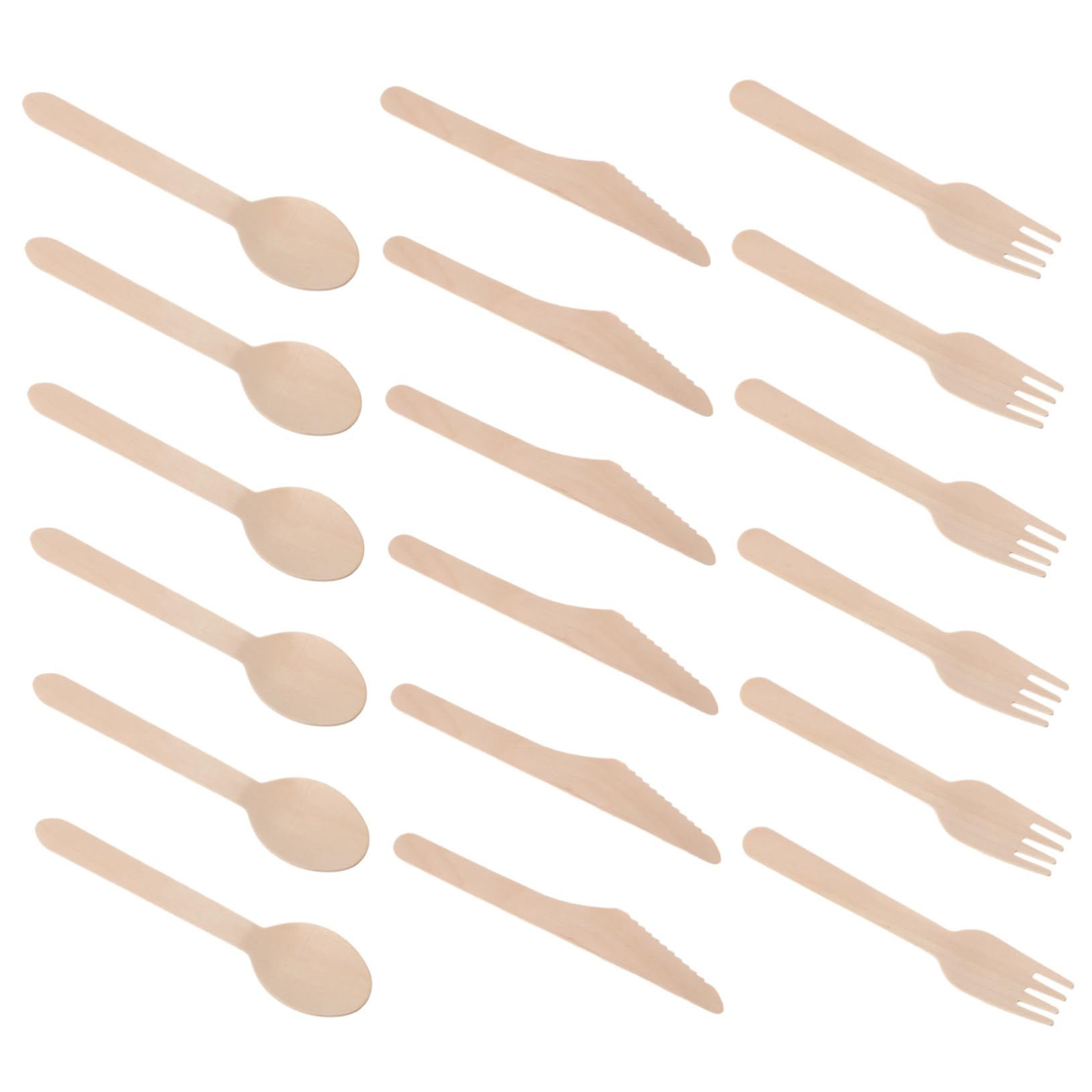 Unomor Disposable Wooden Forks Spoons Knives Set 6 Sets of 18pcs Brown Kraft Paper Tableware Party Supplies