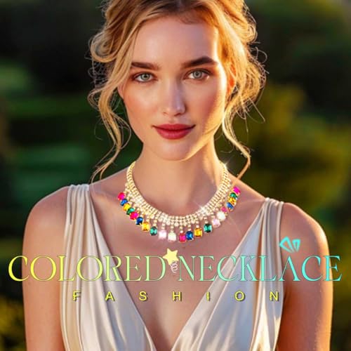 Ushiny Strass Choker Halskette Schmuck Bunte Kristallkette Multicolor Rave Hals Zubehör für Frauen