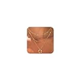 Layered Gold Necklaces for Women, Stackable Stack 14K Gold/Silver Plated Herringbone Hangtag Diamond CZ Pendant Necklaces Trendy Gold Jewelry Set Gifts for Women