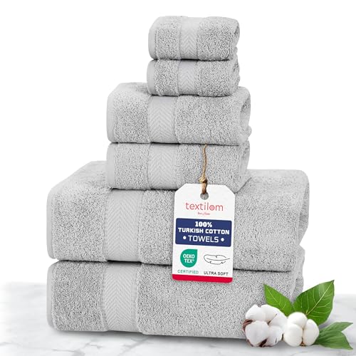 TEXTILOM 100% Turkish Cotton 6 Pcs Luxury Bath Towels, Soft & Abs...