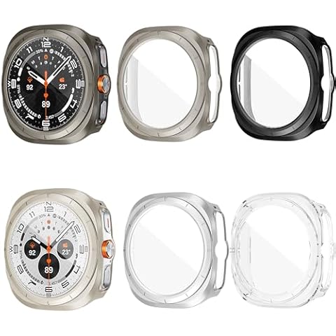 YUVIKE [6-Pack] Watch Screen Protector for Samsung Galaxy Ultra Watch 47mm, Hard PC Case with Tempered Glass Film，Protective Face Cover for Galaxy Ultra Watch Cover