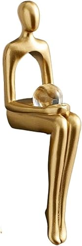 Miniatura 8 de Yijan Figuras abstractas doradas para estantería, arte de estatua de pensador moderna, decoración del hogar, oficina, estantería de escritorio,