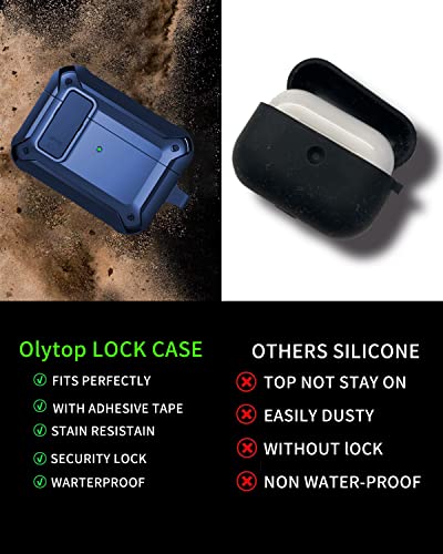 Image of Olytop for Airpods Pro 2 /1 Gen Case Cover with Lock (2019 /2022 /2023), Rugged Locking Case for Airpod Pro 2nd /1st Generation Shockproof Armor Protective Skin for Apple iPod Pro - Blue