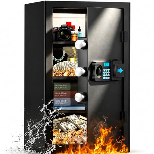 7.0 Cuft Large Fireproof Safe for Home, Digital Anti-theft Safe Box with Combination Lock, Smart Alarm Systerm and Removable Shelf, Personal Safety Box for Home Documents Fireram Medicine Valuables