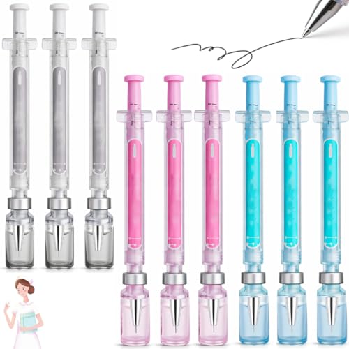 Stylos à bille en forme de seringue, Stylos à bille créatifs de nouveauté avec encre noire de 0,38 mm, Stylos Gel d'approvisionnement de bureau drôles,...