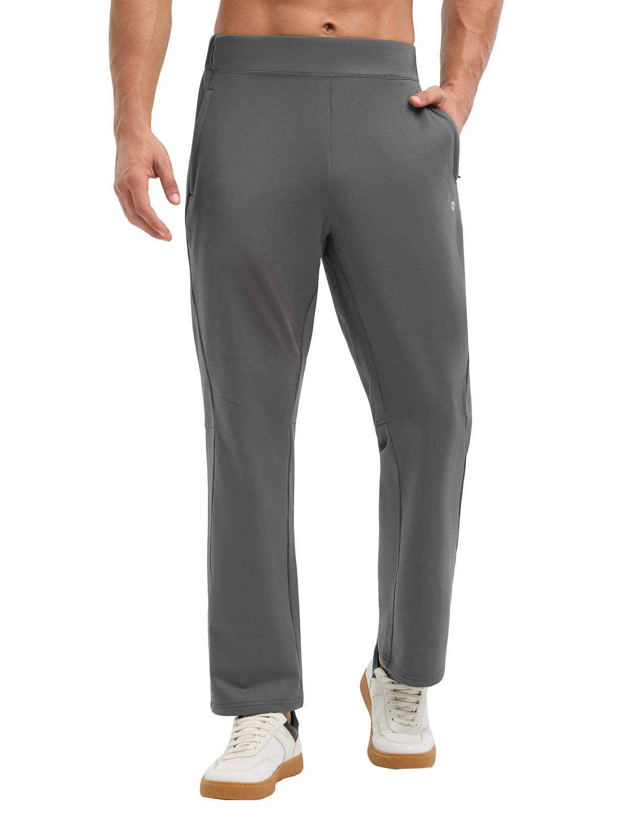 baleaf Men's Fleece Lined Pants Winter Open Bottom Sweatpants Thermal Athletic Pants with 3 Pockets