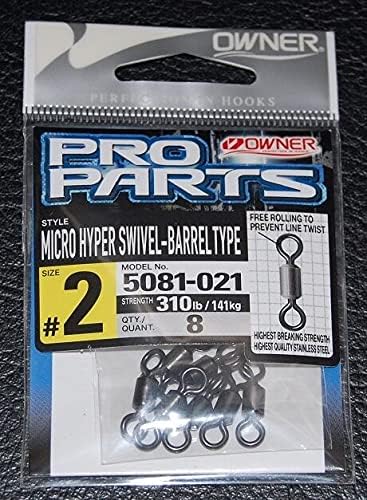 8 Pack Owner Micro Hyper Swivels Barrel Type 5081-021 Size 2 - 310lb Rating