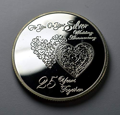The Commemorative Coin Company Bellissimo anniversario di matrimonio in argento commemorativo in capsula regalo/regalo/congratulazioni. 25 anni insieme. Argento 999