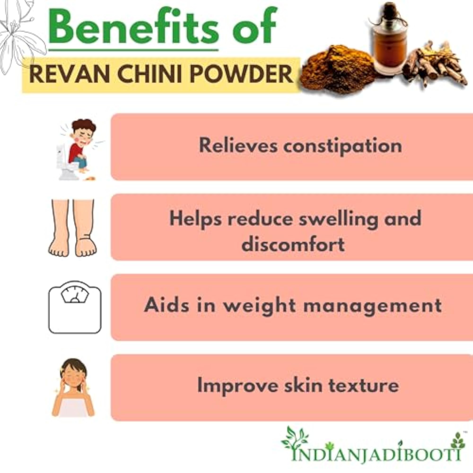 IndianJadiBooti Revand Chini Powder, 900 Grams Pack