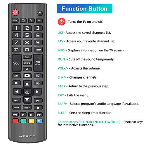 Image of Gvirtue AKB74915305 Remote Control for LG TV 70UH6350 65UH6550 65UH615A 65UH6150 60UH7500 60UH6550 60UH6150 58UH6300 55UH6550 55UH6150 55UH6090 50UH6300 49UH6500 49UH6100 49UH6090 43UH6100