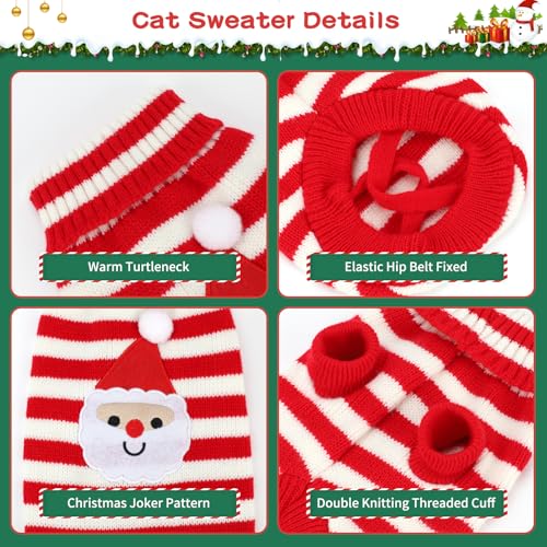 BWOGUE 2 Packs Cat Christmas Sweater Dog Sweaters Pet Cat Winter Knitwear Warm Clothes Pet Santa Claus and Clown Merry Christmas Pets Sweaters for Kittys and Small Dogs